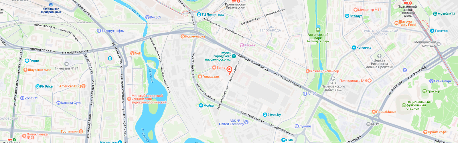 Карта: офис в Минске, Партизанский пр-т 6Д